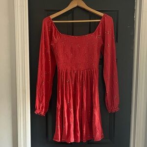 American Eagle Outfitters Red Textured Floral Top